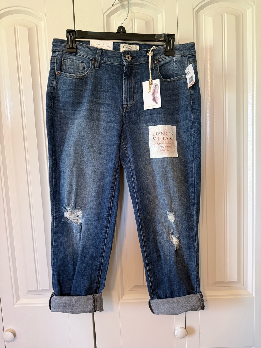 Jessica Simpson Dark Wash Distressed Boyfriend Jeans